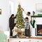 Pre Lit Pencil Christmas Tree Slim Alpine Design with LED Lights, Hinged Branches & Metal Stand